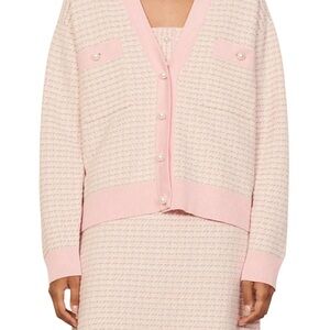 Pink pearl tweed Sandro cardigan